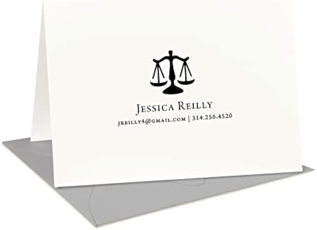 Personalized Scales Attorney Law Student Legal Business FOLDED Stationery, Stationary Notecard And Envelope Set - JUSTICE FOLD