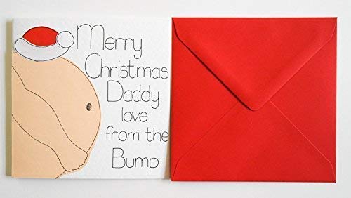 Christmas Card From Baby Bump, Handmade Holiday Card For Daddy To Be, Husband, Boyfriend, Him