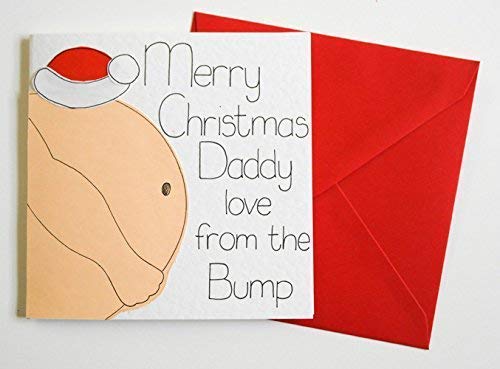 Christmas Card From Baby Bump, Handmade Holiday Card For Daddy To Be, Husband, Boyfriend, Him