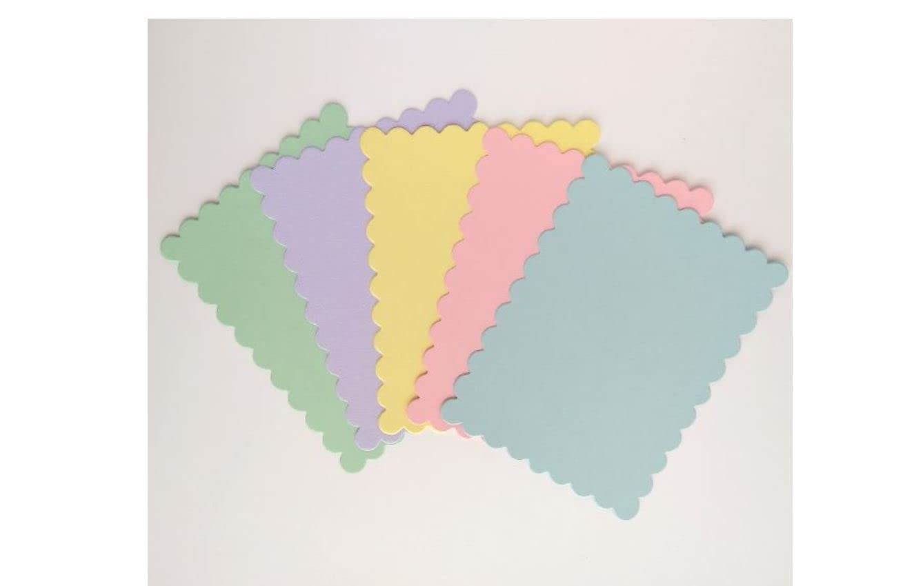 4" x 5.25" Scalloped Flat Note Cards - A2 Card Mats: 4" x 5.25" in Color Blank Card inserts (20 cards, Mint hues)