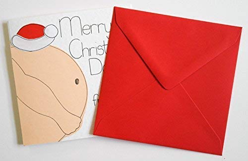 Christmas Card From Baby Bump, Handmade Holiday Card For Daddy To Be, Husband, Boyfriend, Him