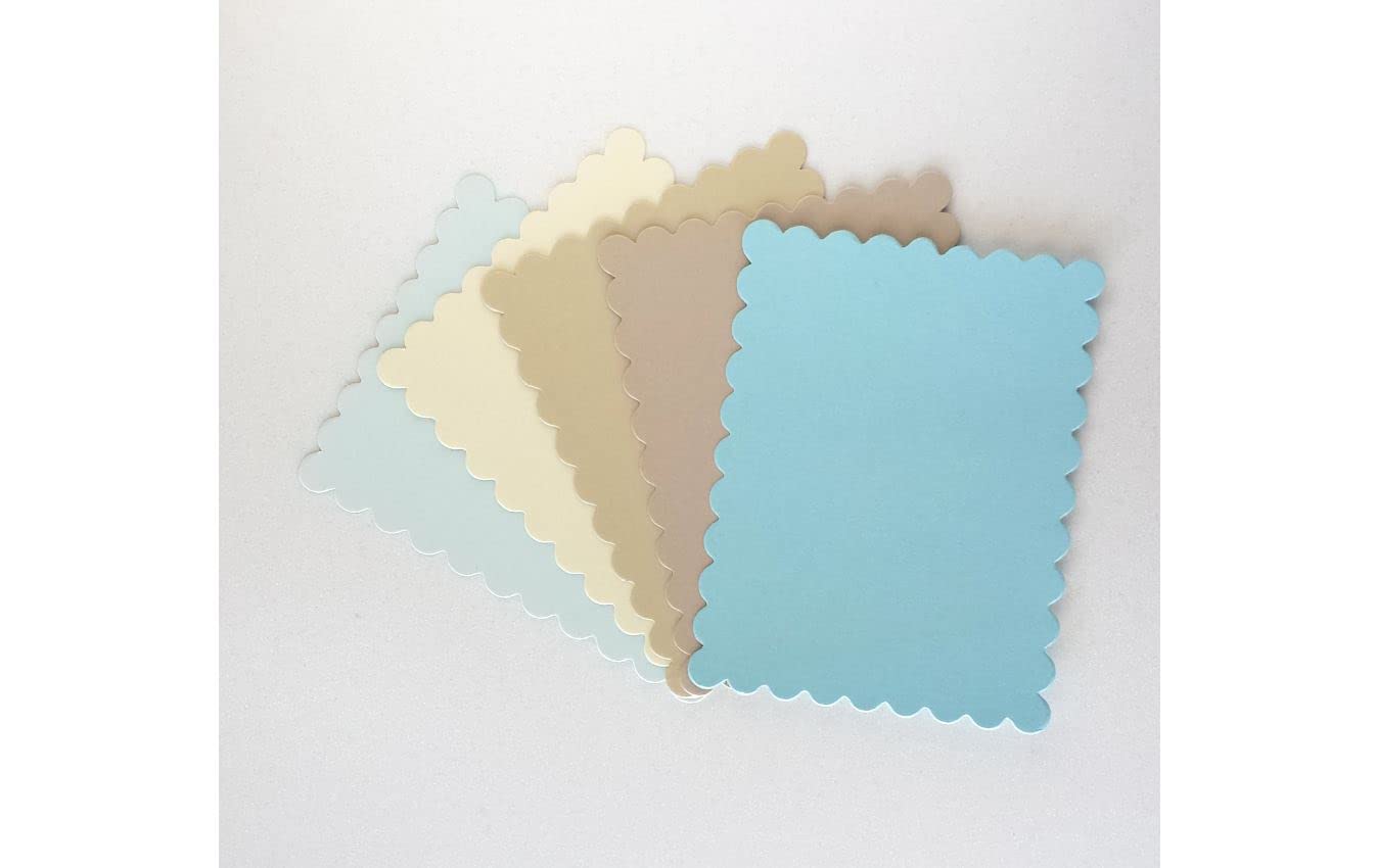 4" x 5.25" Scalloped Flat Note Cards - A2 Card Mats: 4" x 5.25" in Color Blank Card inserts (20 cards, Mint hues)