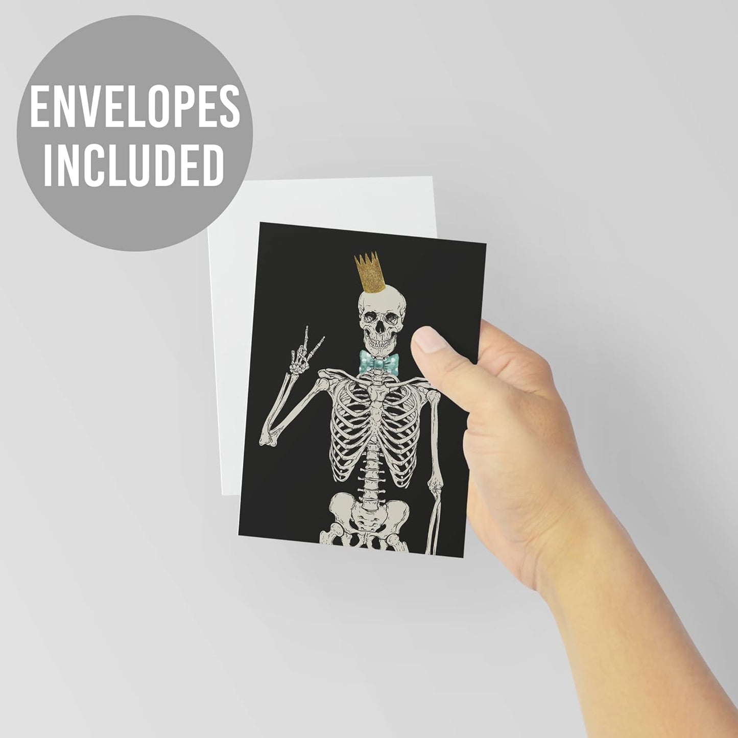 Funky Skeleton Greeting Cards by Ritzy Rose | Whimsical All Occasion Blank Notecards Best Sellers | High Quality Printed Stationery | Box Set of 24 Cards + Envelopes Made in USA (Hipster Skeleton)