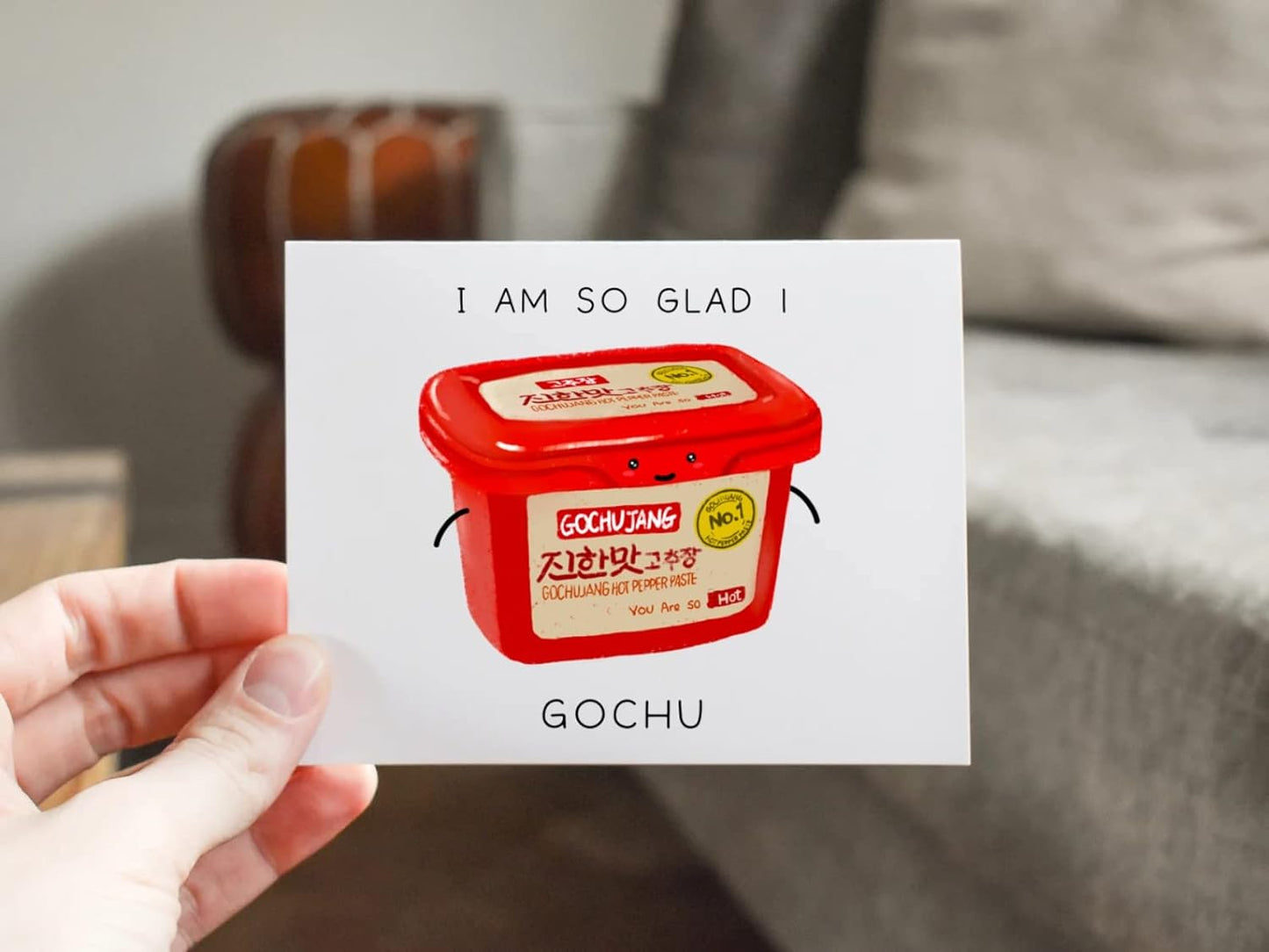 Cute Pun anniversary card, Korean Gochujang card, Funny greeting card, card for husband wife,card for Boyfriend Girlfriend, Best Friend card, foodie pun, pun greeting card, Card for husband