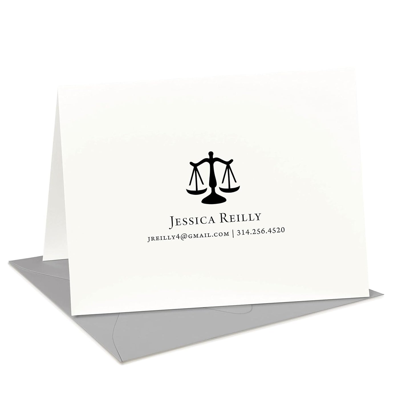 Personalized Scales Attorney Law Student Legal Business FOLDED Stationery, Stationary Notecard And Envelope Set - JUSTICE FOLD