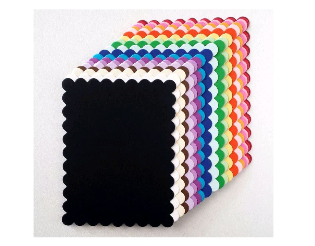 4" x 5.25" Scalloped Flat Note Cards - A2 Card Mats: 4" x 5.25" in Neutral or Bright Colors Blank Card inserts (White)