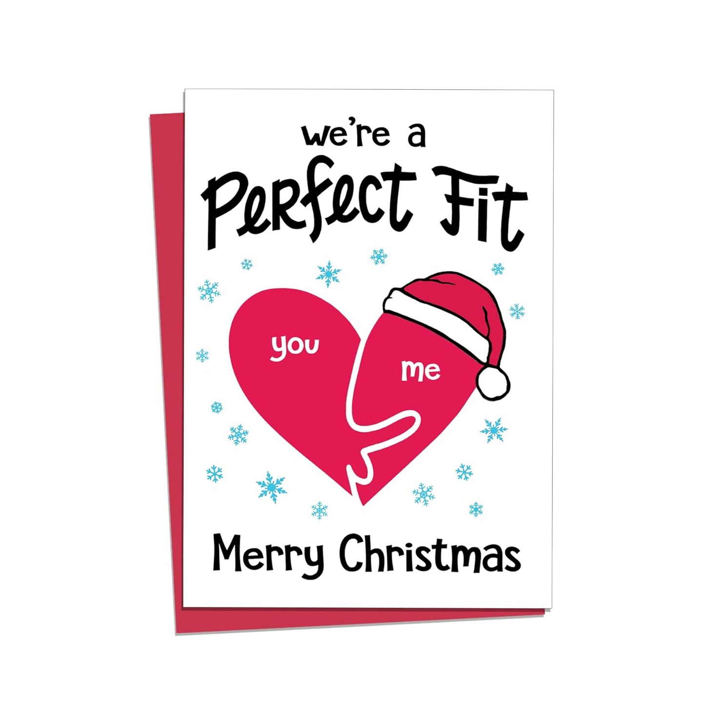Funny Adult Christmas Card for Him | We're a Perfect Fit | Boyfriend Christmas Card | Christmas Card for Husband | 5x7 Greeting Card - A7 with Envelope by CC Studio