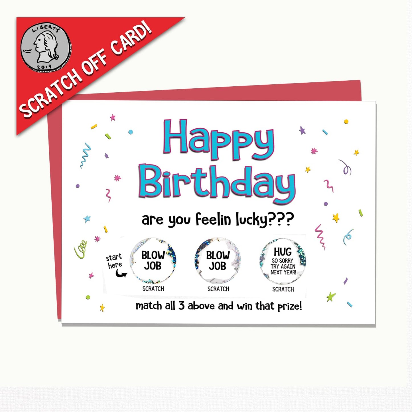 Funny Adult Birthday Card for Him | Birthday Scratch Off Card | Sarcastic Birthday Card | Rude Birthday Cards | Cards by CC Studio | A7 Size - 5x7 Greeting Cards