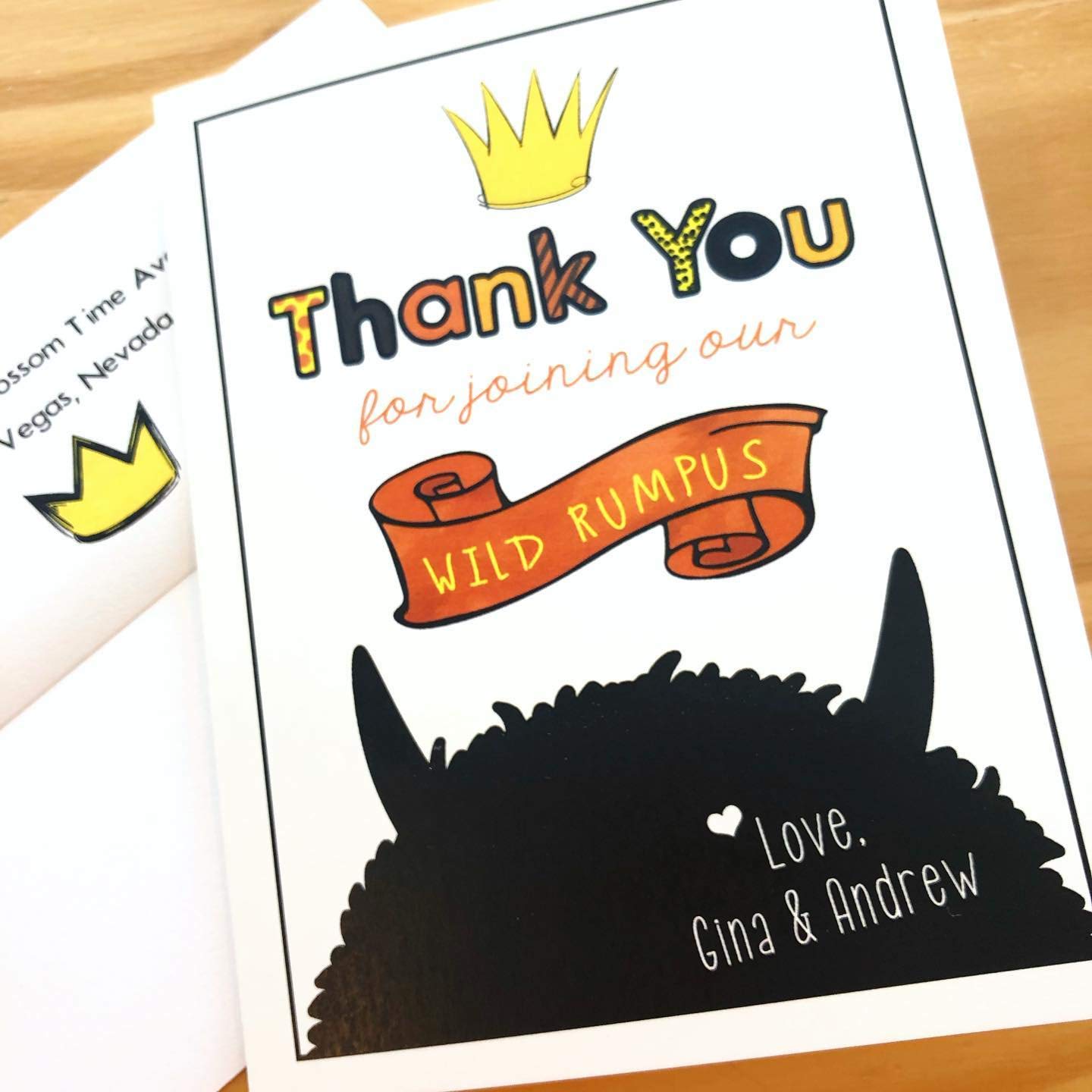 10 Piece Where the Wild Things Are Inspired Thank You Cards