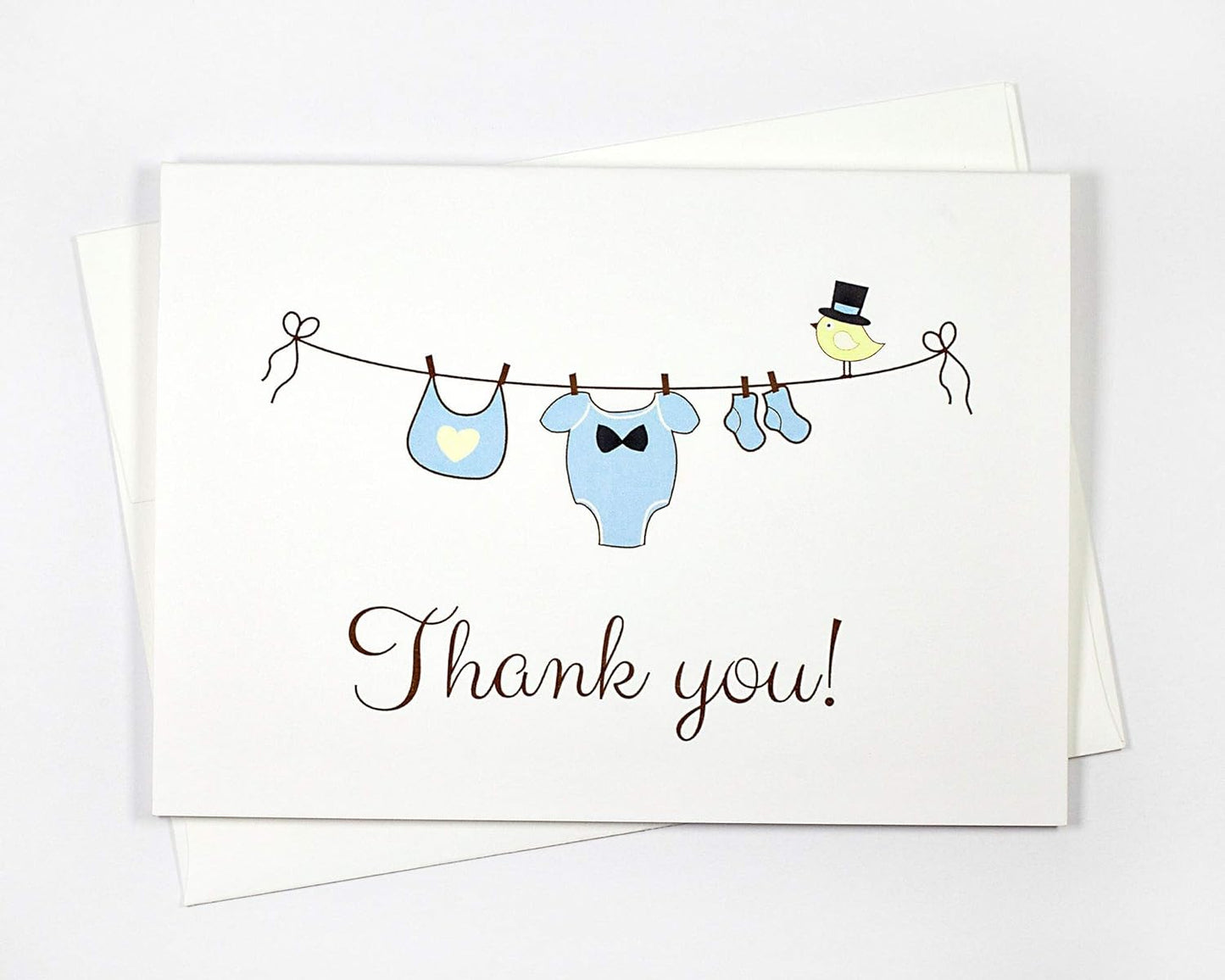 12 ct Baby Boy Shower Thank You Cards, Bay Shower Thank You Cards, Clothesline Boys (Baby4)