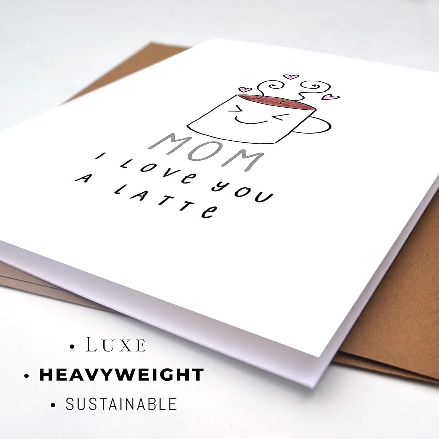 Wunderkid Cute Mother's Day Latte Card for Mom, Mom I Love You a Latte Greeting Card (1 Single Card, Blank inside)