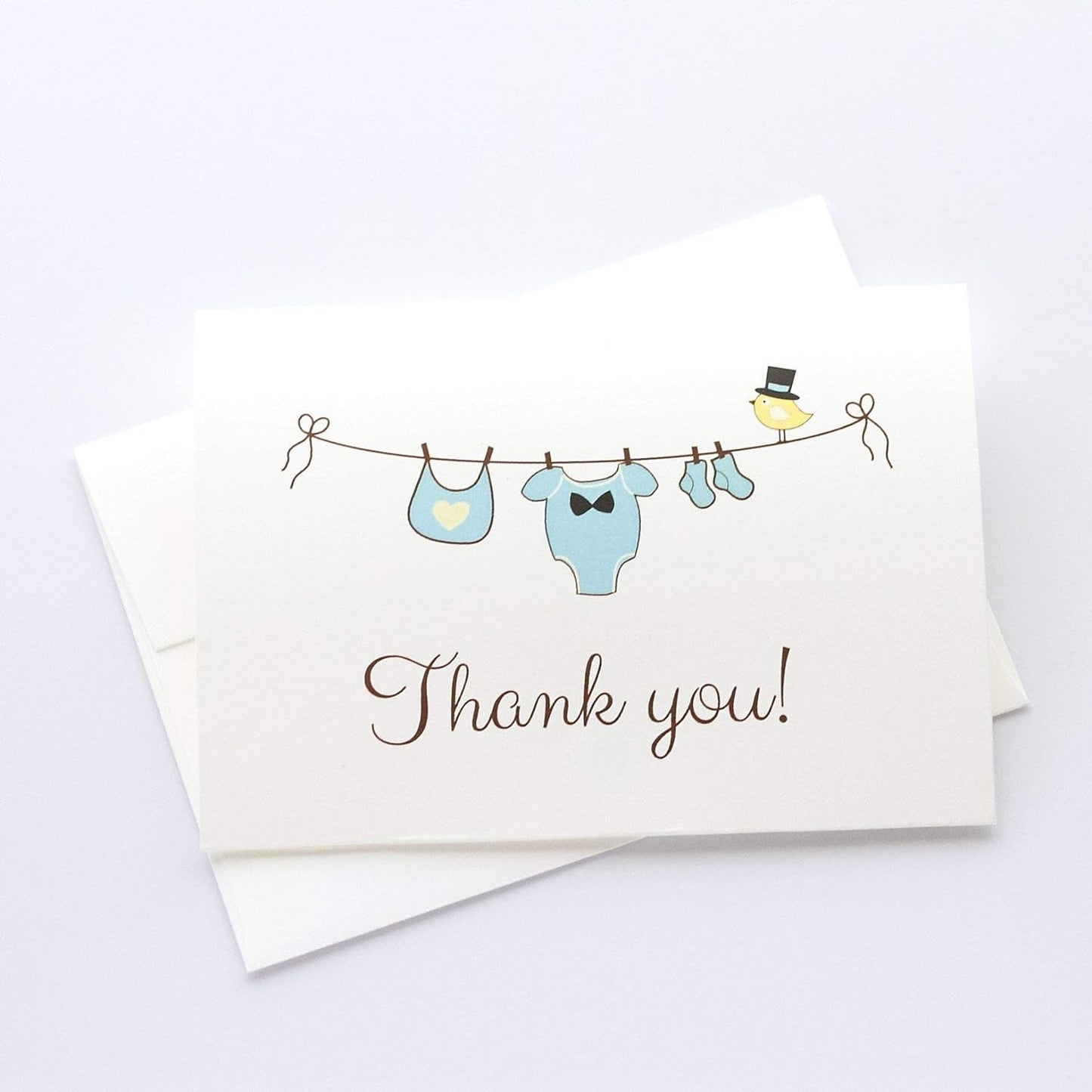 12 ct Baby Boy Shower Thank You Cards, Bay Shower Thank You Cards, Clothesline Boys (Baby4)