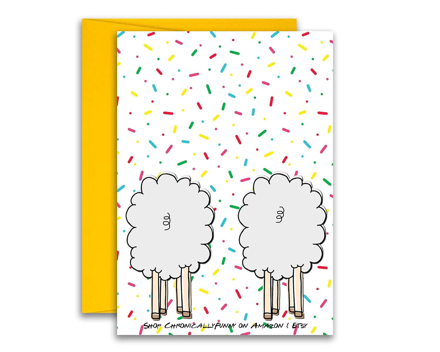 Funny Birthday Happy Birthday Two Ewe Sheep Greeting Card Pun Card Kids Birthday Card 5x7 inches w/Envelope