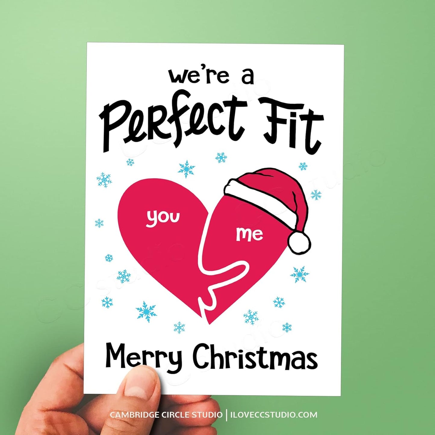 Funny Adult Christmas Card for Him | We're a Perfect Fit | Boyfriend Christmas Card | Christmas Card for Husband | 5x7 Greeting Card - A7 with Envelope by CC Studio