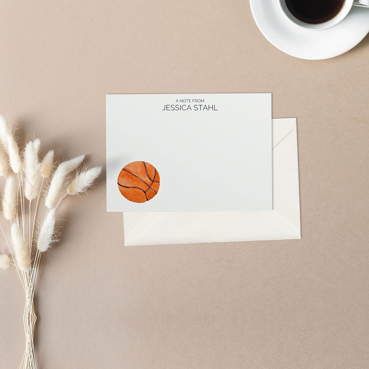 Personalized Basketball Stationery Set, Stationery for Girls, Personalized Thank You Cards, Personalized Note Cards, Flat Stationery, Thank You Notes, Cute Gift for Basketball Team