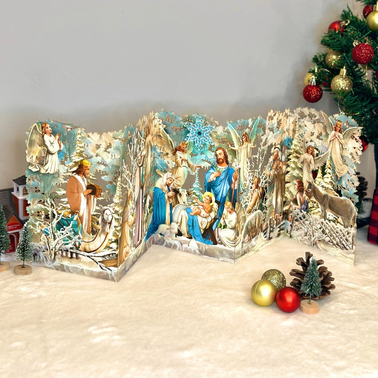Zig Zag Snowflakes Card - Pop Up Jesus Christ Card - Christmas Card - Gifts For Christmas - Happy Holiday Card - Handmade Gifts