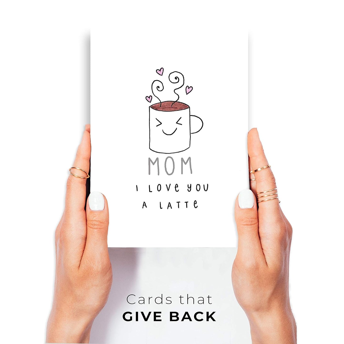 Wunderkid Cute Mother's Day Latte Card for Mom, Mom I Love You a Latte Greeting Card (1 Single Card, Blank inside)