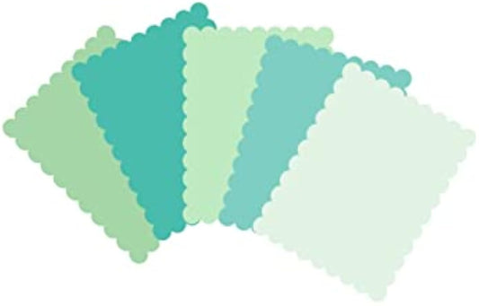 4" x 5.25" Scalloped Flat Note Cards - A2 Card Mats: 4" x 5.25" in Color Blank Card inserts (20 cards, Mint hues)