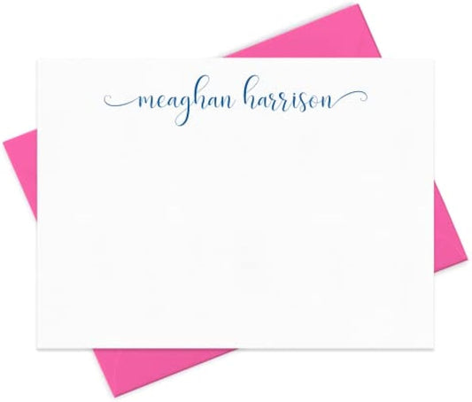 Personalized Stationary for Women, Note Card and Envelope Stationery Set for Ladies, Flat Notecards with Envelopes in Choice of Colors and Set Size | Fairmont & Grove Paper Co.