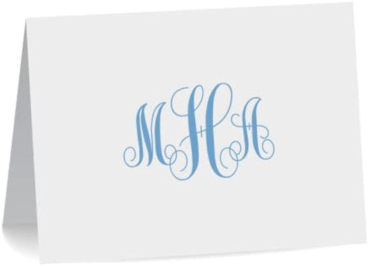 Personalized Note Card Stationary Folded with 3 Letter Monogram on Front - Custom Stationery for Women with Envelopes - Choose Your Colors and Set Size | Fairmont & Grove Paper Co.