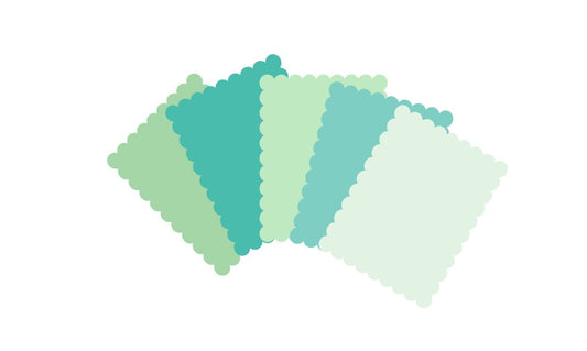 4" x 5.25" Scalloped Flat Note Cards - A2 Card Mats: 4" x 5.25" in Color Blank Card inserts (20 cards, Mint hues)