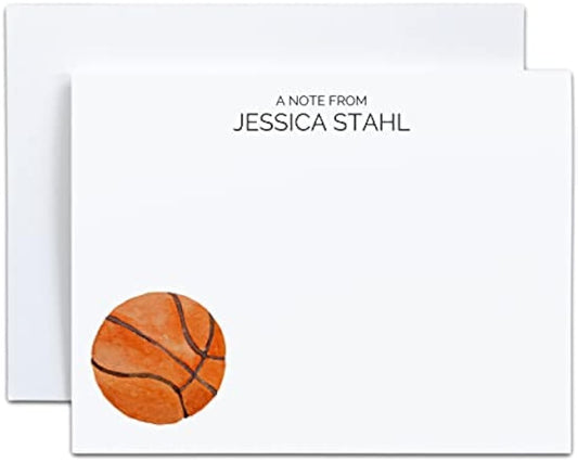 Personalized Basketball Stationery Set, Stationery for Girls, Personalized Thank You Cards, Personalized Note Cards, Flat Stationery, Thank You Notes, Cute Gift for Basketball Team