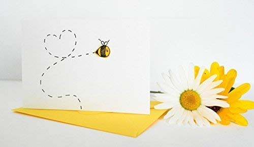 Bee Cards - Pack of 6x Notecards Valentines Thank You Stationary Set Invitations Cards