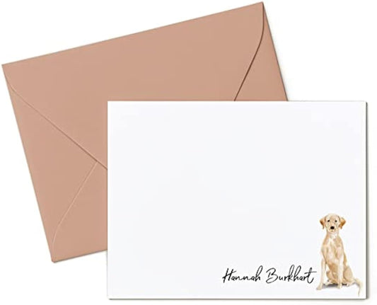 Personalized Cute Dog Breed FLAT CARDS with Envelopes for Women or Girls, Retreiver Bernese Yorkie Aussie - DOGS FLAT