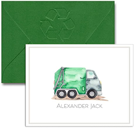 Garbage Truck Note Card | Trash Truck | Recycling Truck | Personalized Thank You Cards | Kids Cards | Children Note Cards | Notecards for Boys | Toddler | Stationery | Gift | Party Thank You | Gift