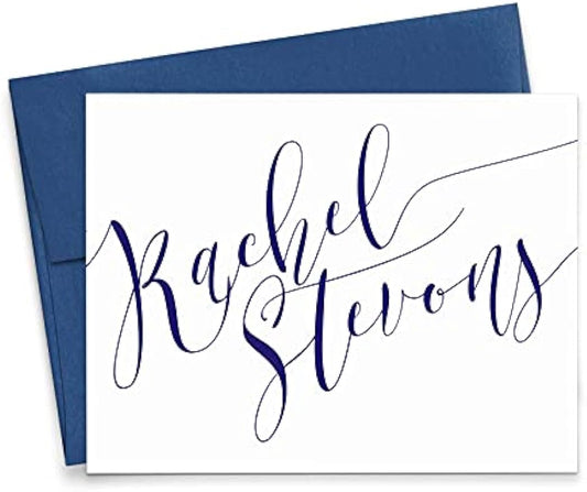 Script Personalized Stationary for Women, FOLDED NOTE CARDS, Personalized Note Cards for Women, Elegant Personalized Stationery Set with Envelopes, Your Choice of Colors and Quantity