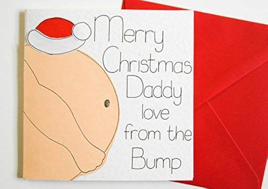 Christmas Card From Baby Bump, Handmade Holiday Card For Daddy To Be, Husband, Boyfriend, Him