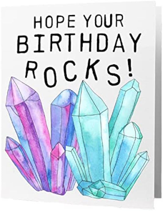 Hope Your Birthday Rocks Greeting Card, Crystal Birthday Card, Quartz Birthday Card, Geode Birthday, Rock Birthday Card, Made in USA