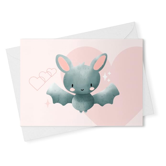 Bat Echolocation Love Notecard - tricolored bat greeting card [00506]