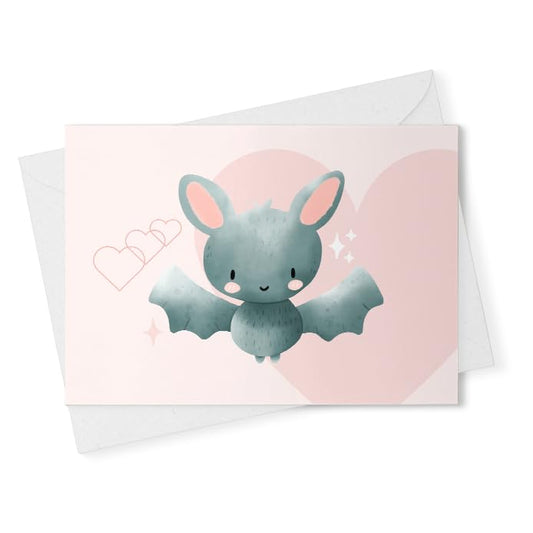 Bat Echolocation Love Notecard - tricolored bat greeting card [00506]