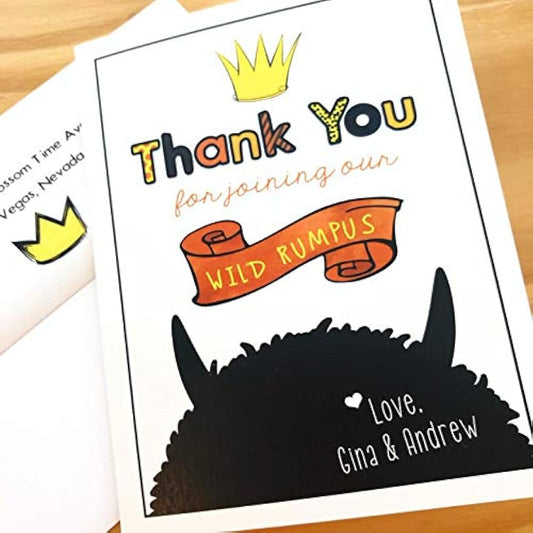 10 Piece Where the Wild Things Are Inspired Thank You Cards