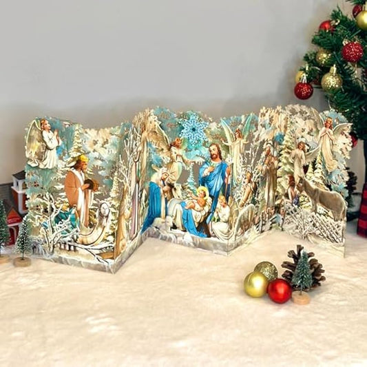 Zig Zag Snowflakes Card - Pop Up Jesus Christ Card - Christmas Card - Gifts For Christmas - Happy Holiday Card - Handmade Gifts